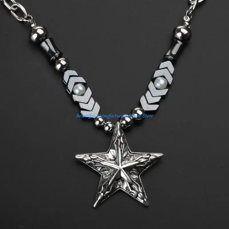 

E56A Bead Chunky Chain Necklace Clavicle Elegant Gifts Y2K Anniversary Valentine Day