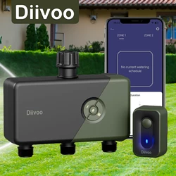 Diivoo-temporizadores de riego de jardín WiFi, riego por goteo de 1/2/3 zonas, controlador programable para interiores/exteriores, válvula automática, voz Alexa