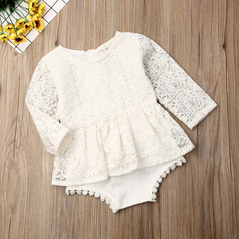 RUEWEY Newborn Baby Girl Lace Clothes Autumn Bodysuit Long Sleeve Tops Jumpsuit for Kids Girls Baby Items Thing Clothing