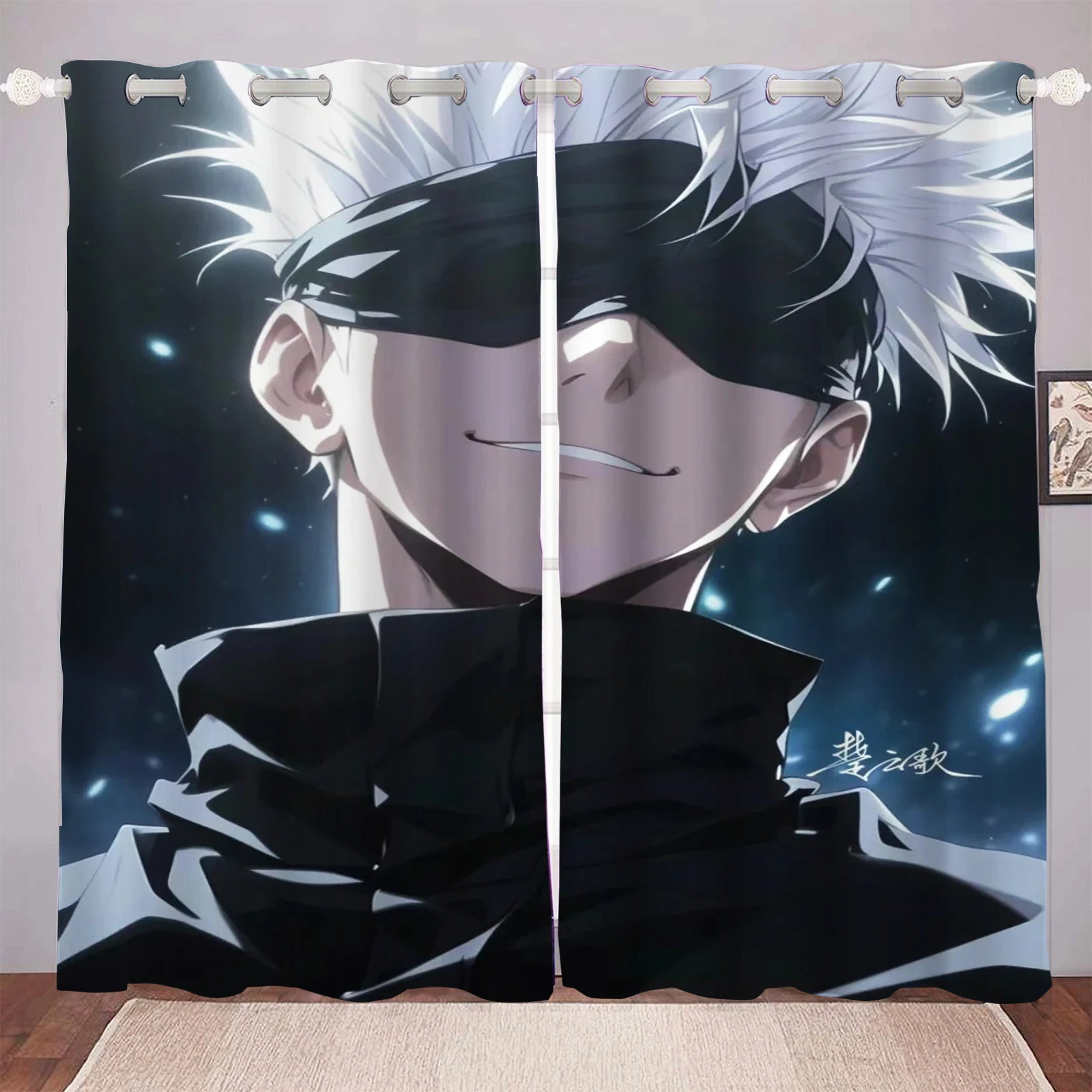 Jujutsu Kaisen Japan Famous Gojo Satoru Living Room Blackout Cartoon Curtains, Animated Curtains, Customisable Bedroom Premium