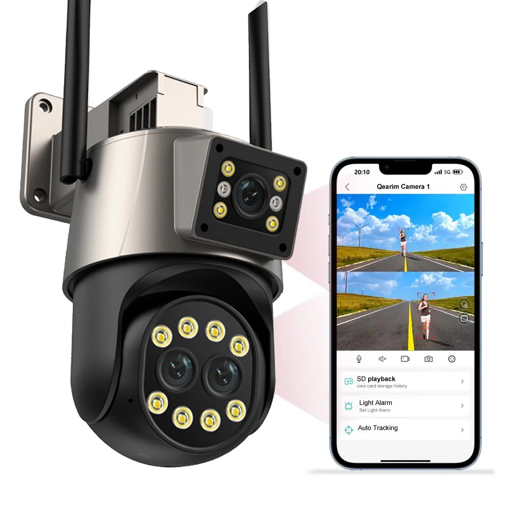 

8MP IP Camera 4K Wifi Three Lens Video Surveillance 8X Zoom Street Security Protection ICsee Night Vision Onvif CCTV