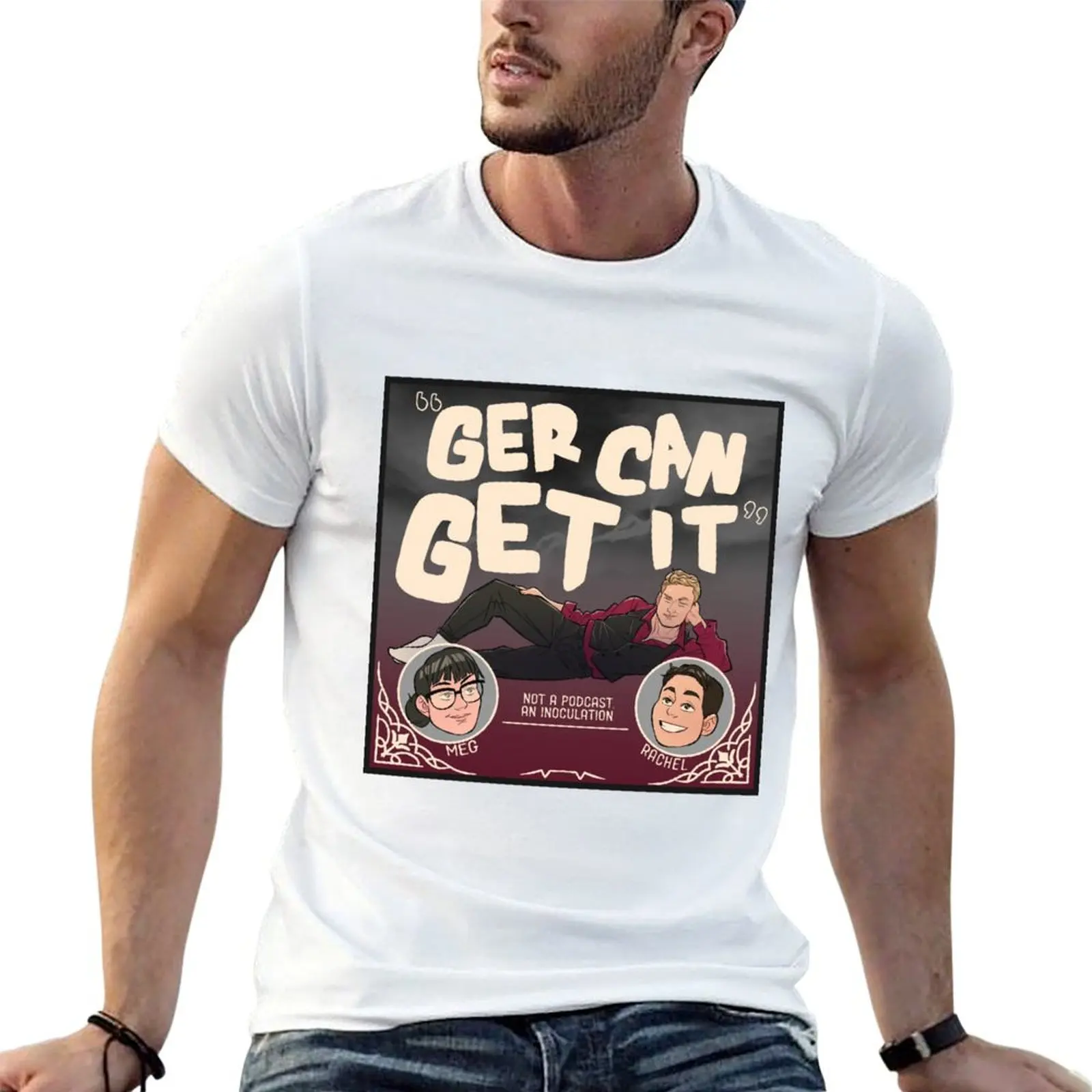 تي شيرت رجالي بشعار تي شيرت Get Man 100% Ger cotton It! تي قميص ثقيل قميص قطني