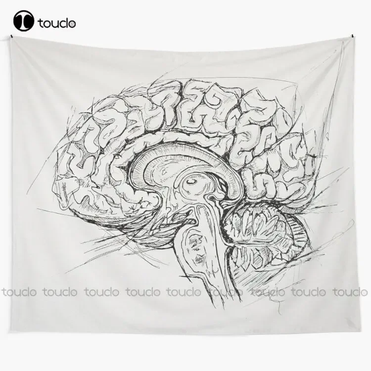 Brain Human Anatomy Anatomical Study Vtapestry Yellow Tapestry Blanket Tapestry Bedroom Bedspread Decoration Art Home Decoration