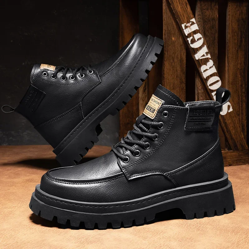 Men's Autumn Winter Retro Lace-up Boots Man Soft Thick Bottom Tooling Shoes Male High Quality Ankle Boots Men Warm Casual Shoes