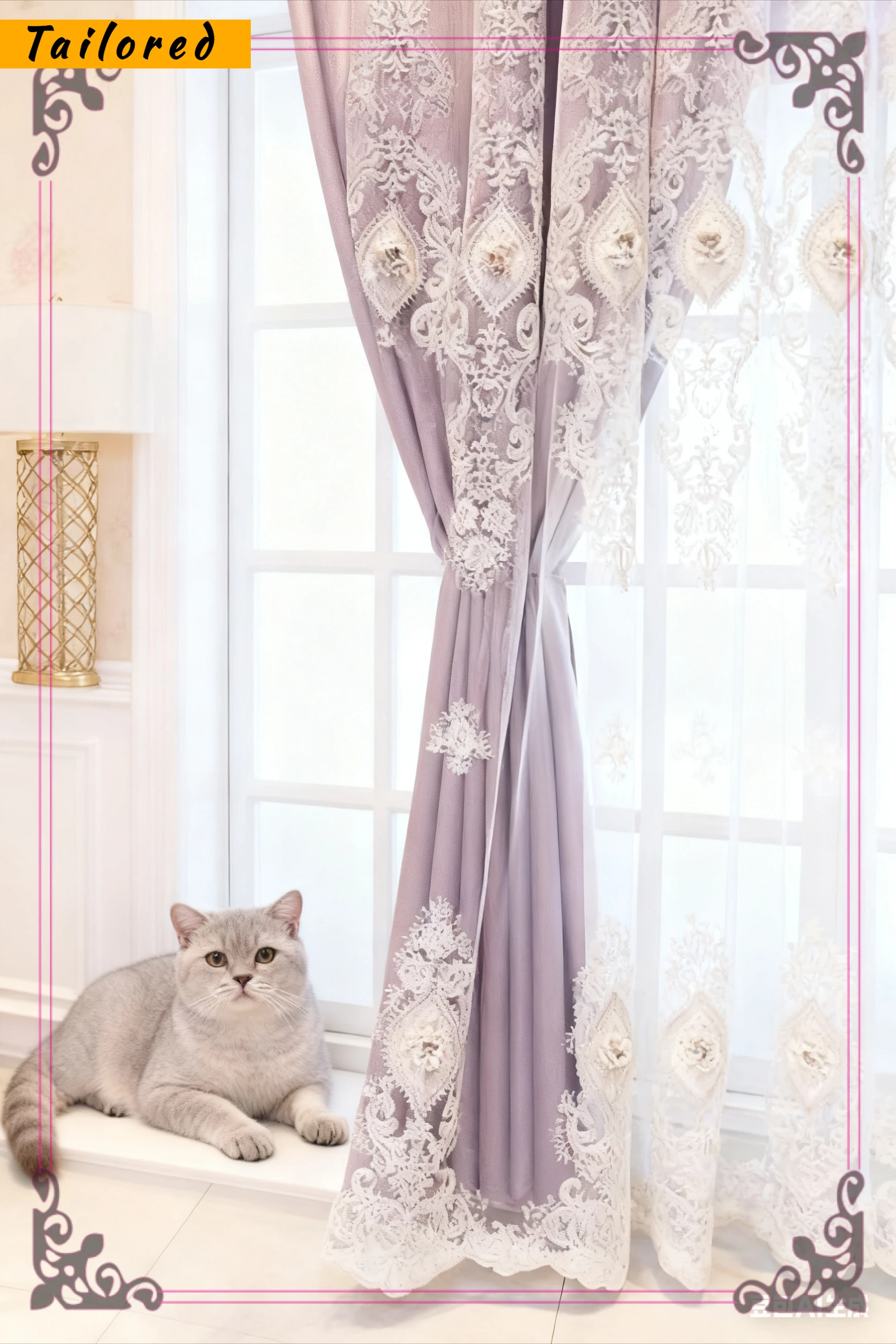 

Luxury Embroidered European Double Layer Purple Yarn Curtains for Living Room Bedroom Elegant Window Custom Drapes Treatments