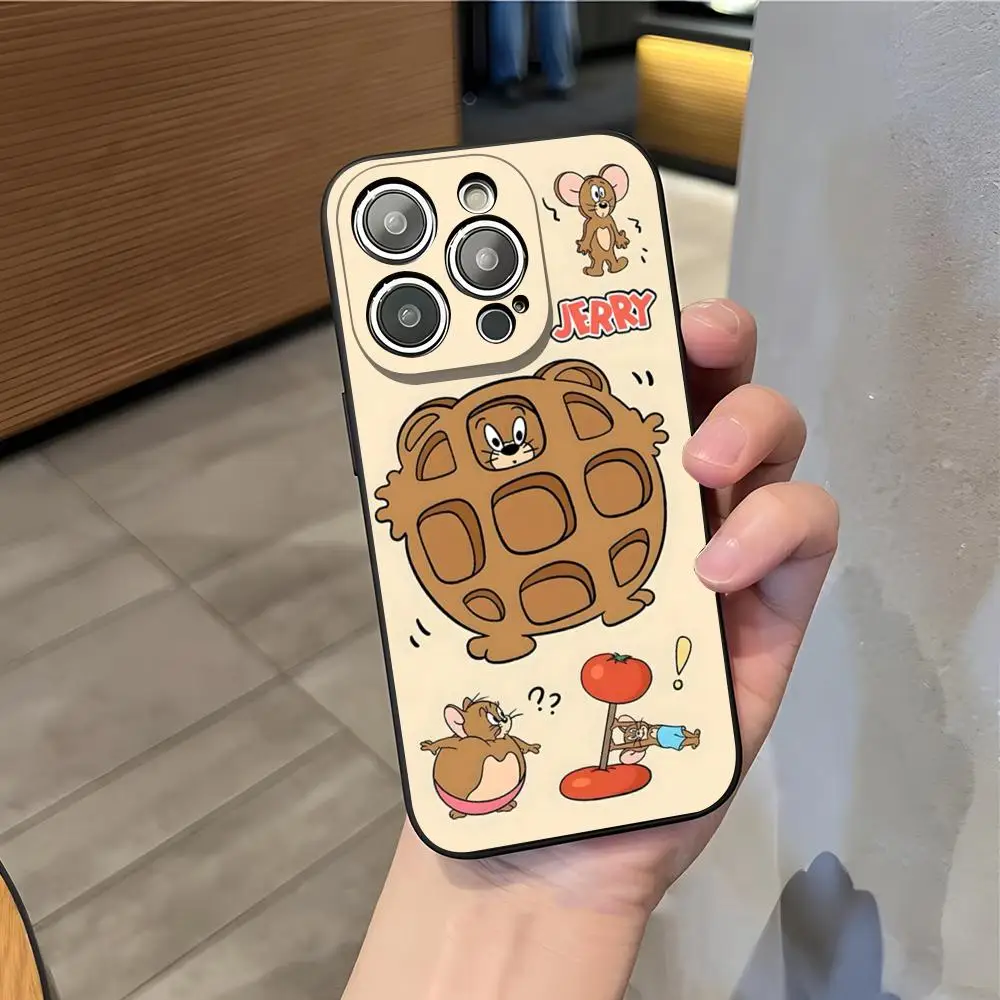 Cartoon J-Jerrys T-Toms Phone Case For IPhone 17 Air 16 E Pro Max 15 14 13 Mini 12 Pro 11 XS Max 7 8 Plus Black Soft Shell view 3