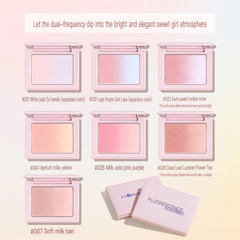 Gogo Dance Thin Gradient Natural Blush - Clear Matte Finish with Soft Purple And Blue Low Saturation for Makeup Artistry
