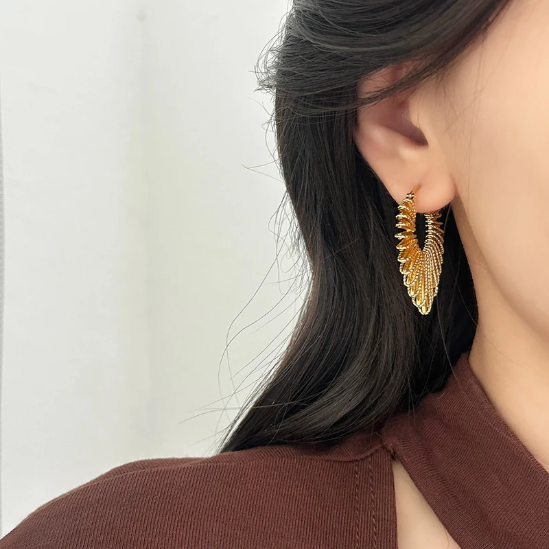

Tibetan Silver 18K Gold Plated Line Geometric Hoop Earrings for Women Vintage Fashion Jewelry Minimalist Accessories