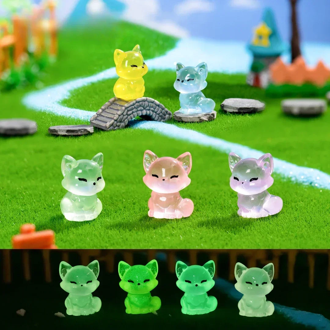 30 قطعة ثعالب راتينج صغيرة مضيئة ثعالب صغيرة صغيرة تتوهج في الظلام لتقوم بها بنفسك حديقة دمية المشهد الصغير حوض السمك ديكور #3