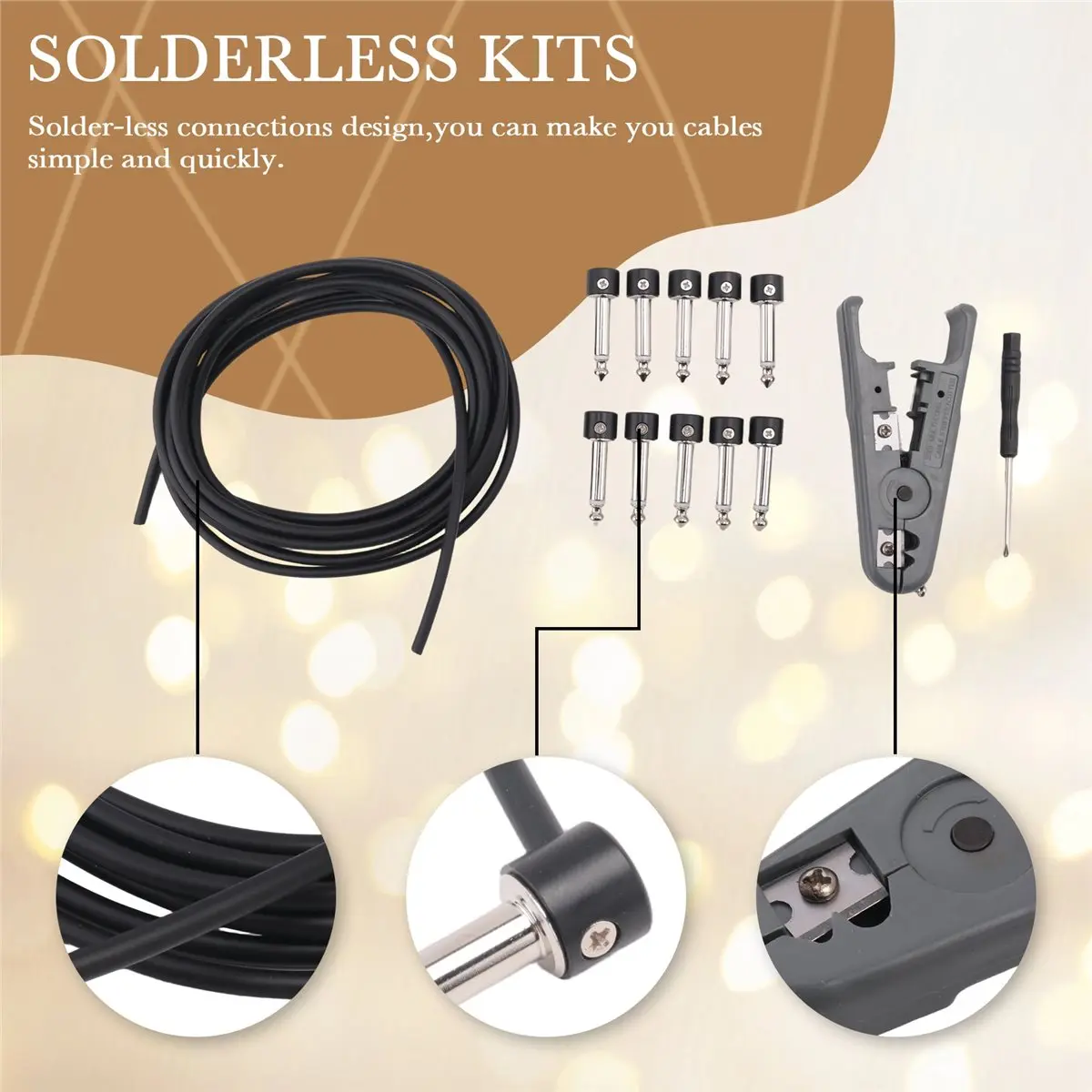 

A61P Solderless Connectors Design Guitar Cable Diy Guitar Pedal Patch Cable Kit