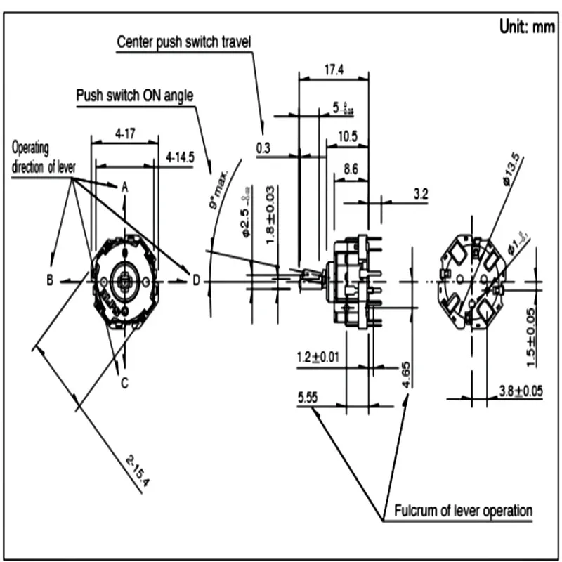 1 szt. 3 szt. 5 sztuk/partia RKJXT1F42001 4-drożny joystick + koder barowy + przycisk centralny — zdjęcie 4