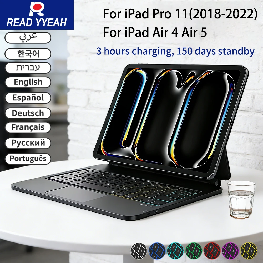 

Чехол-клавиатура Magic Keyboard с сенсорной панелью для iPad 10/11-го поколения, умный чехол A16 для iPad Air Pro, 3 часа зарядки, 150 дней работы в режиме ожидания