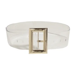 여성용 PVC 투명 허리 벨트, 나이트 쇼 파티, 일상 생활, 골든 빅 버클 헤드, 길이 조절 가능 핀 버클