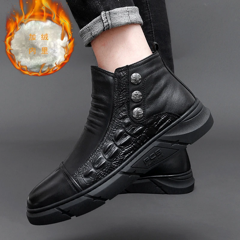 أحذية رجالية عالية الجودة: أحذية عمل غير قابلة للتدمير على الطراز البريطاني ونعل سميك من الجلد الطبيعي، أحذية صفراء كبيرة للرجال #4