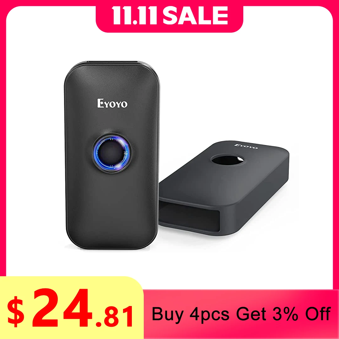 Eyoyo EY-009L Mini 1D Laser Bluetooth Barcode Scanner UPC/EAN/Codabar Code Reader. Support Hide/Add Custom Prefix/Suffix Digits