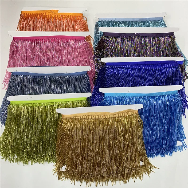 

Wholesale 2meters/lot Bead Tassel Tassels Trim Lace Fringe 15 cm wide for DIY Accessories Home Textile Dance Ribbon