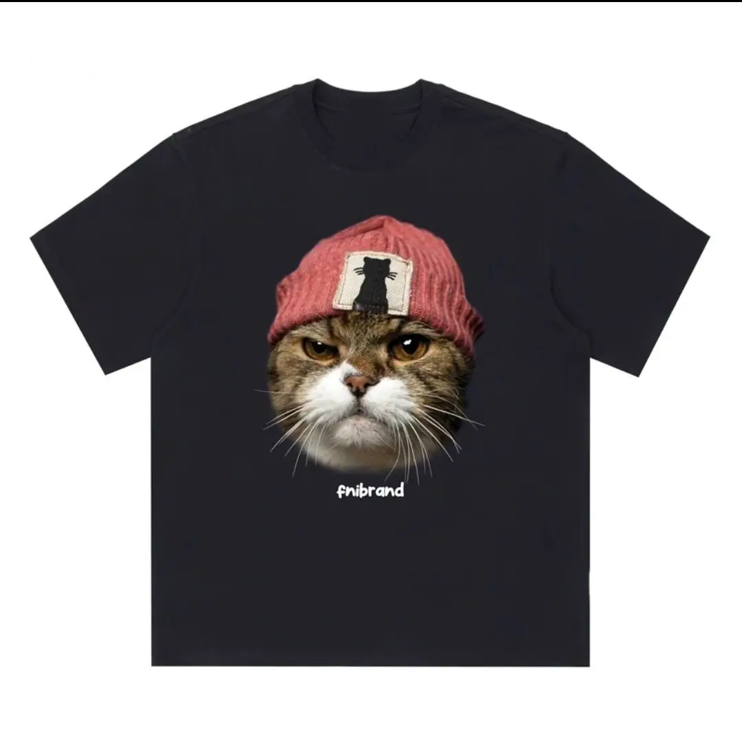 Camiseta de estampado de gato para mujeres ropa de moda Urban de manga corta pura #2