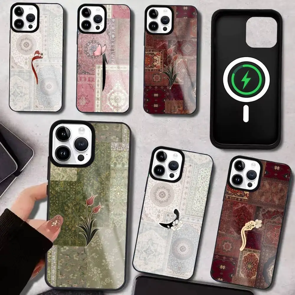 

Funny Persian Floral Carpet Phone Case For iPhone17,16,15,14,13,12,11 Plus,Pro Max Magnetic For Magsafe Wireless Charging