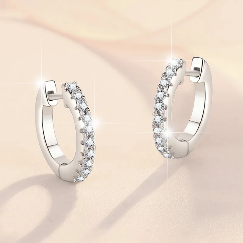 

Round Minimalist Ear Buckles Women's Moissanite PT950 Platinum - Sleek round design, moissanite sparkle, daily office wear