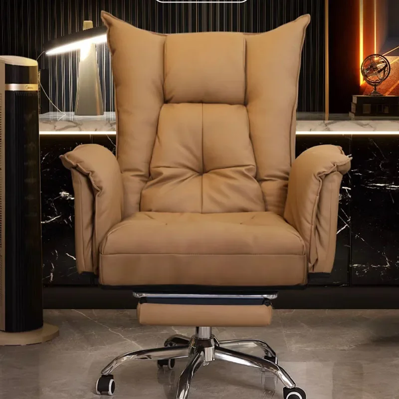 

Genuine Leather Executive Swivel Ergonomic Office Chair Reclining High Back Adjustable for Home Office Computer Study Desk Chair