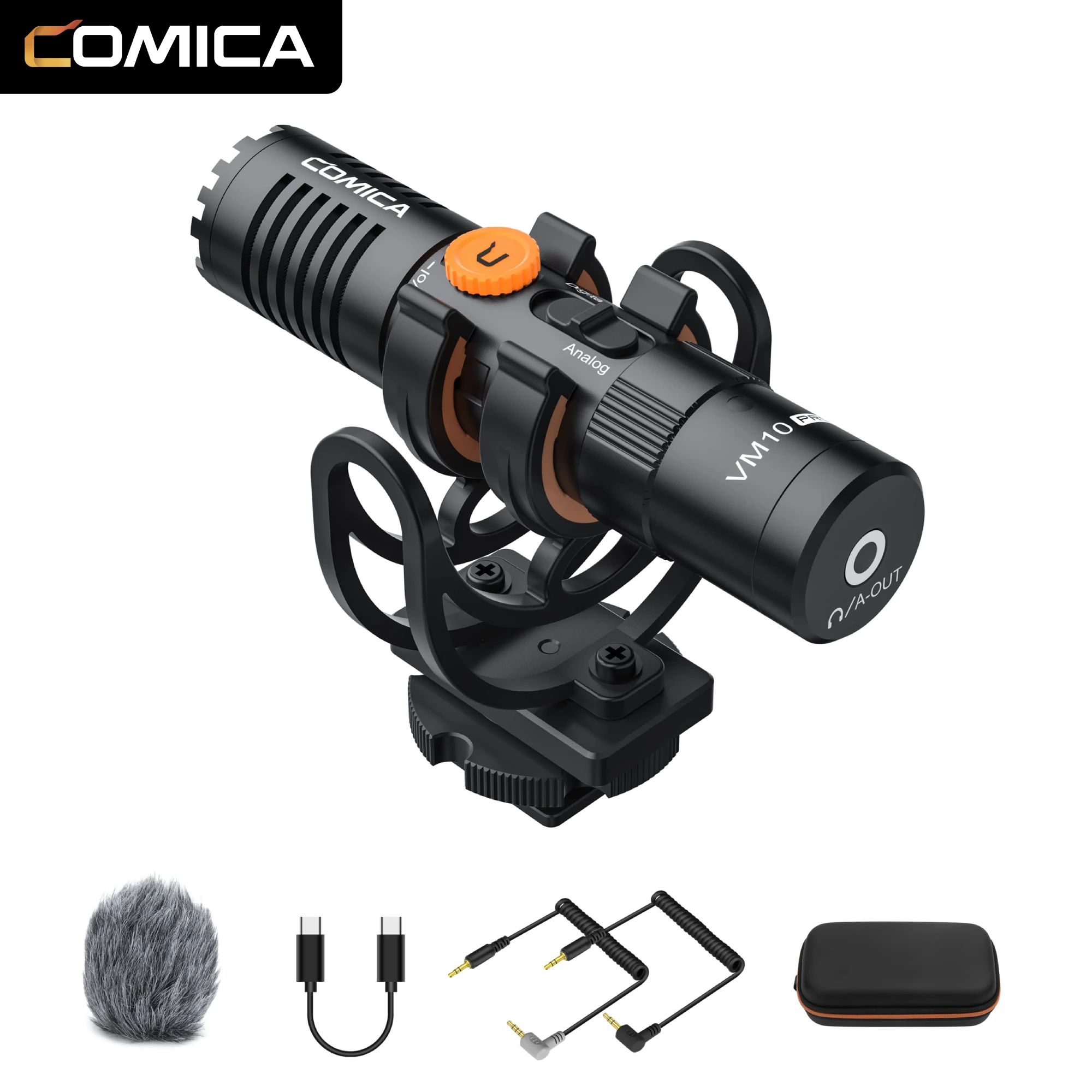 Comica VM10 PRO Professional Video Microphone with Shock Mount,Gain Control and Deadcat for iPhone Android