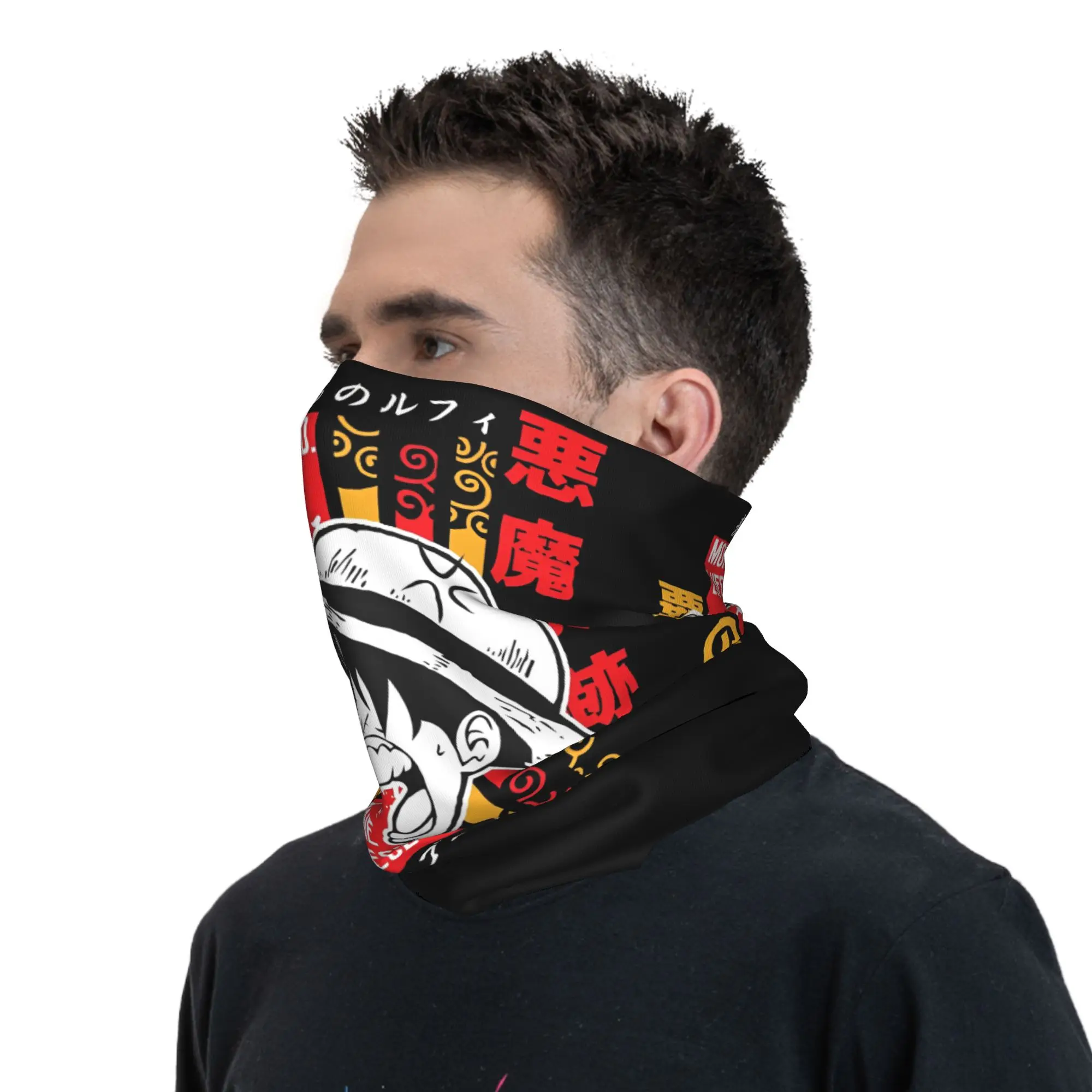 2025 قطعة واحدة أنيمي مانغا لوفي باندانا ميرش غطاء الرقبة المطبوعة التفاف وشاح متعدد الاستخدام وشاح لركوب تنفس