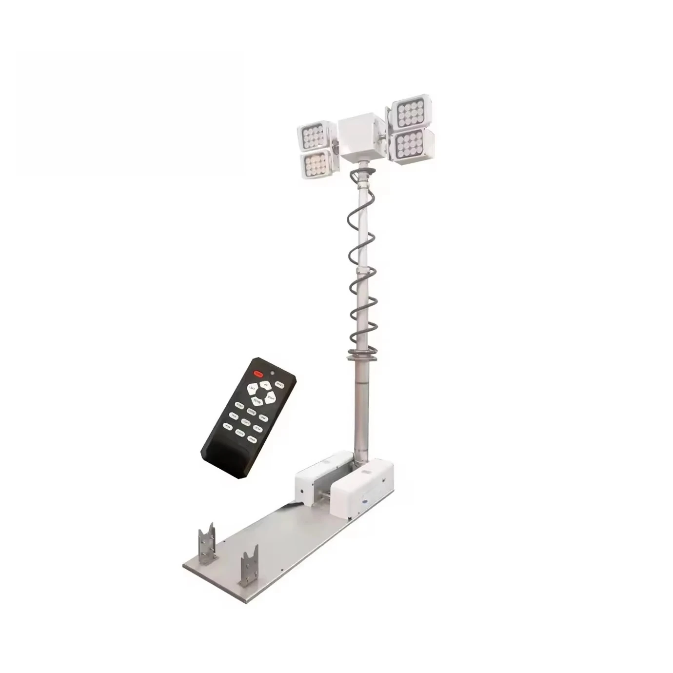 

Roof mounted telescopic mast tower with 4 LED lights for fire trucks