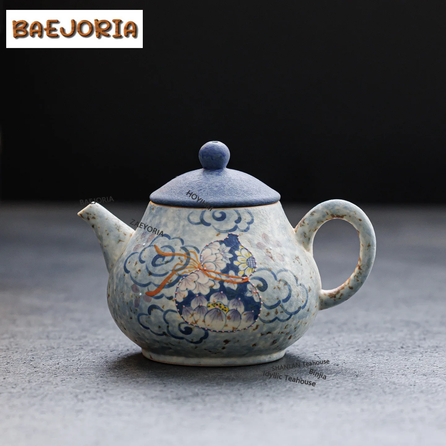 BAEJORIA 140ml Caramel Glaze Hand Painted Gourd Teapot Boutique Tea Infuser Pot Tea Soaking Kettle With Ball Hole Drinkware Gift