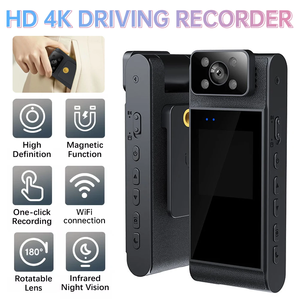 

HD 4k/2k/1080P Driving Recorder Handheld Back Clip Law Enforcement Instrument Infrared Night Vision Camera Sports DV Body Cam