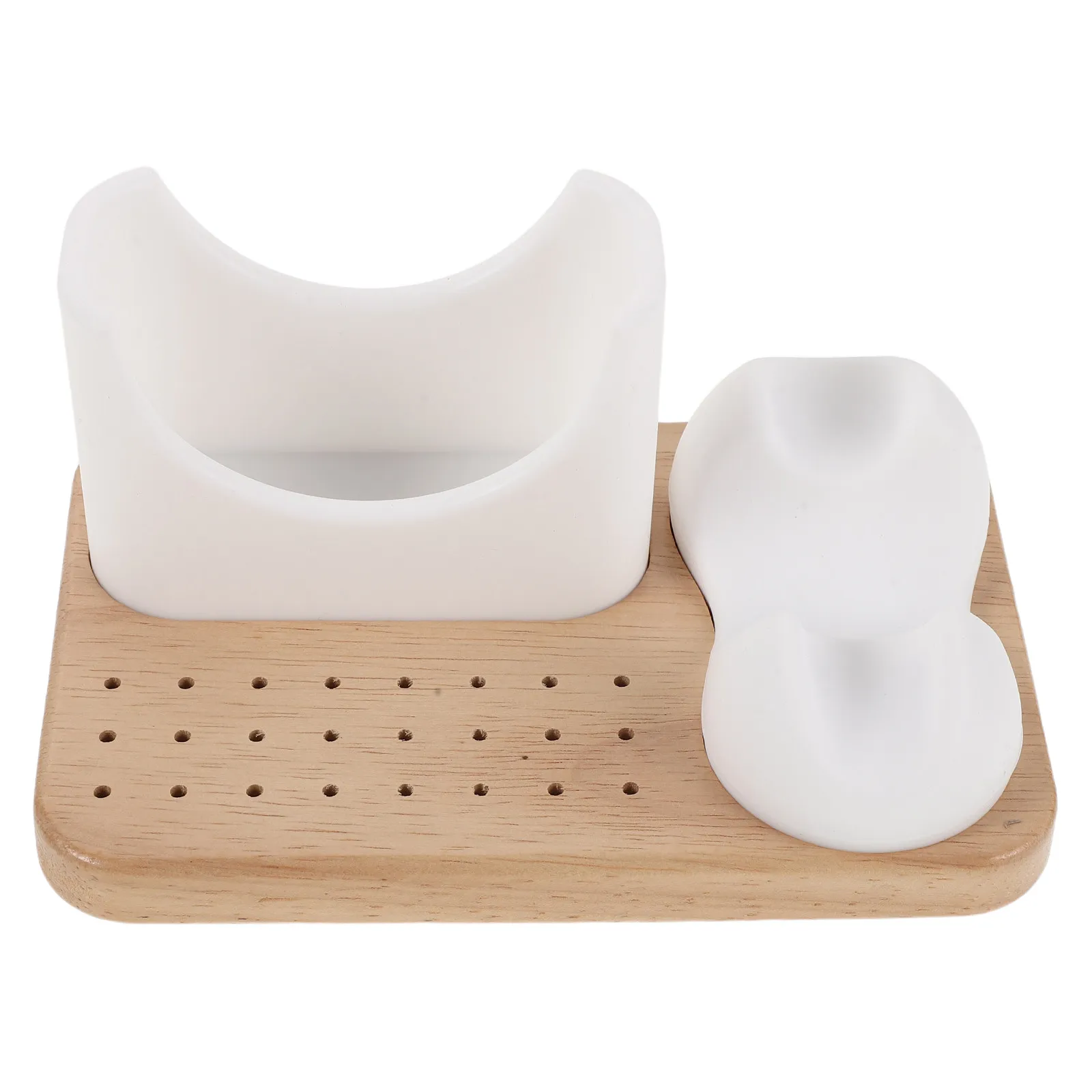 

Подставка для 24 насадок для электрической дрели для ногтей из силикона с деревянным основанием, универсальная, для дома, салона и путешествий