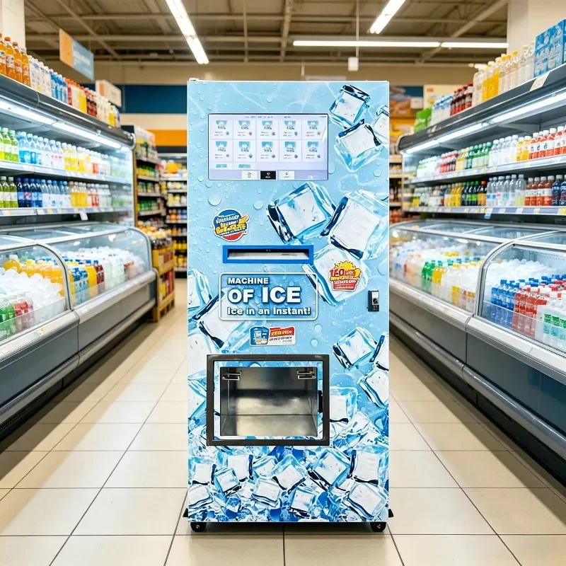 Foodline Automatic Ice & Cold Water Vending Machine Self‑service Ice Cube Water Dispenser For Parking Lot Campus Store