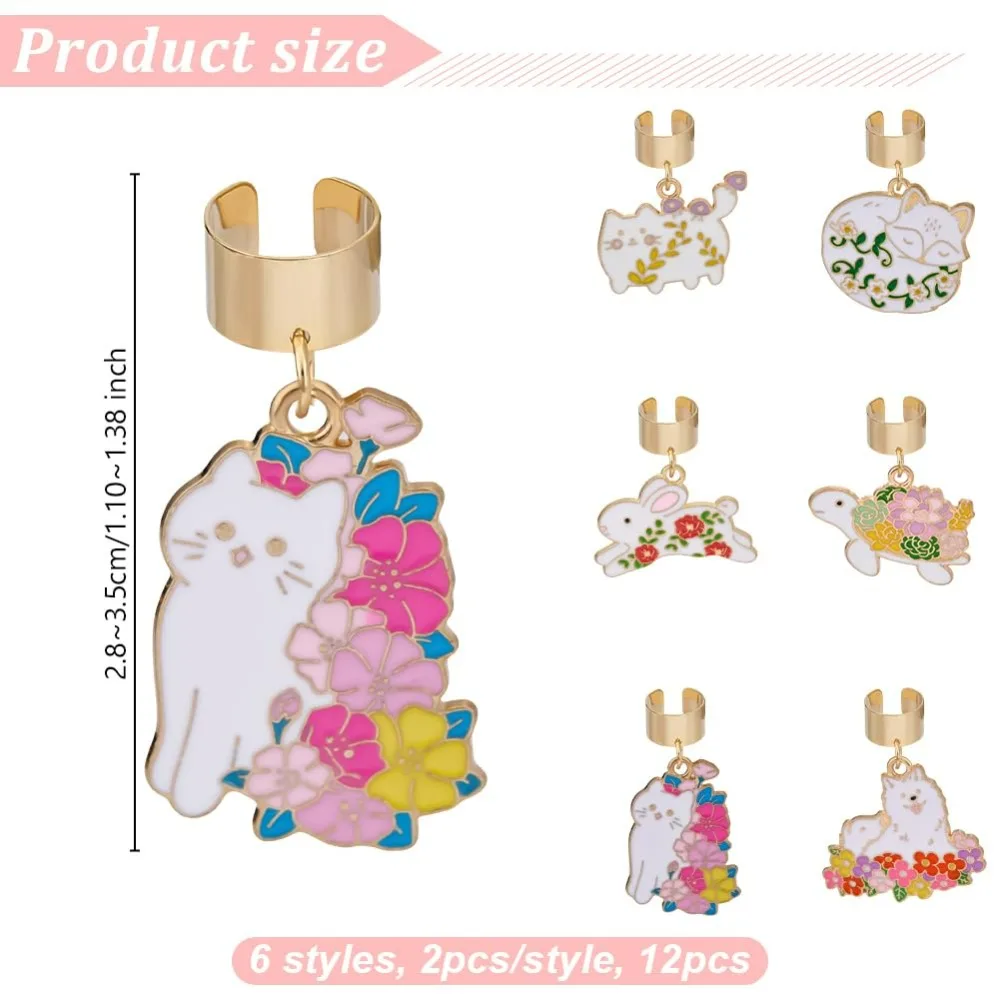 12 Uds. 6 estilos dijes de estetoscopio tema Animal aleación esmalte estetoscopio colgante decoraciones estetoscopio etiqueta de nombre de identificación con hallazgos