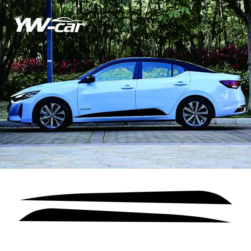 

2Pcs Car Door Side Stripes Skirt Stickers for Nissan Sentra 2020-present Auto Body DIY Decor Vinyl Film Decals Car Accessories