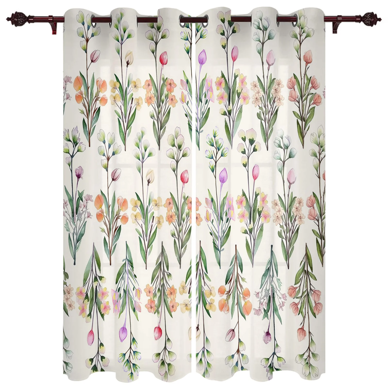 Flowers Foliage Modern Window Curtains for Living Room Bedroom Curtain Kitchen Treatment Blinds Drapes