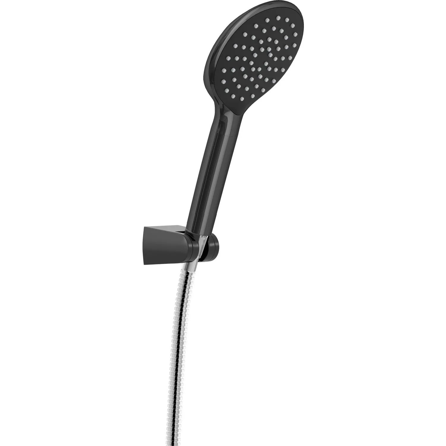Baymera Deluxe Jet Black Hand Shower Set VLTM-7120 130Mm Hand Shower 150m Stainless Neo Polish Double Clamped Shower Hose
