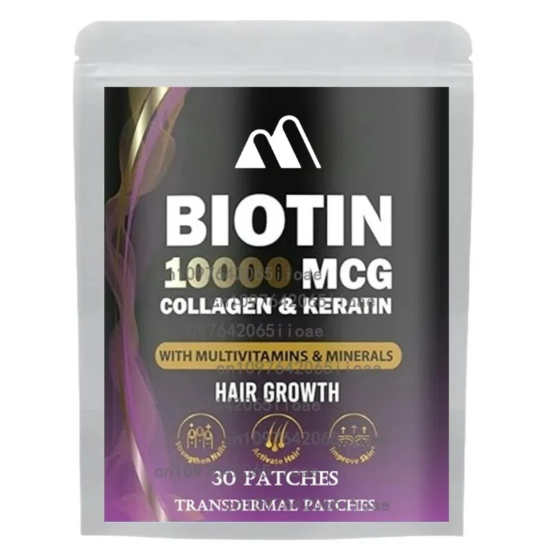 Biotin Transdermal Patch Keratin Marine CollagenStrength Kulit Rambut untuk Wanita & Pria 30 Patch