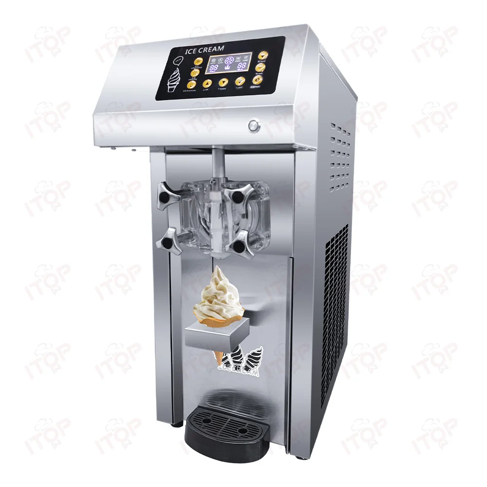 ماكينة صنع الآيس كريم من الفولاذ المقاوم للصدأ - ماكينة إنتاج سطح المكتب عالية الإخراج (الدانية التجارية، سعة دفعة 2 لتر، محرك 120 وات)