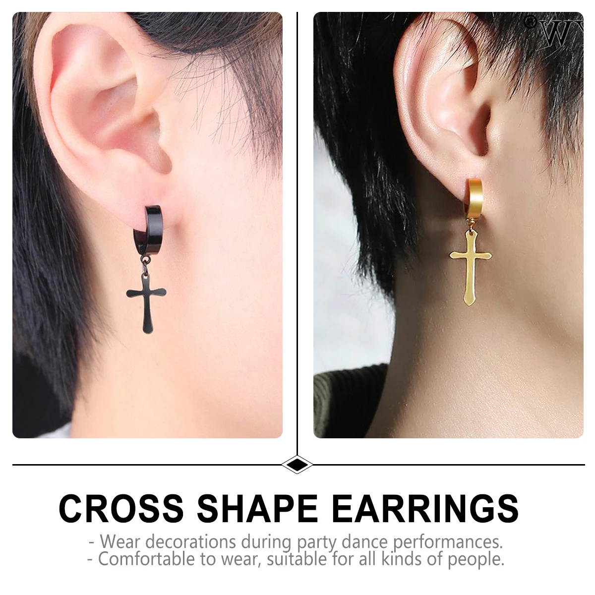 

6pcs Crucifix Ear Clip Cross Shape Alloy Earrings Fashion Ear Jewelry Durable Comfortable Party Dance Simple Chic Gift For