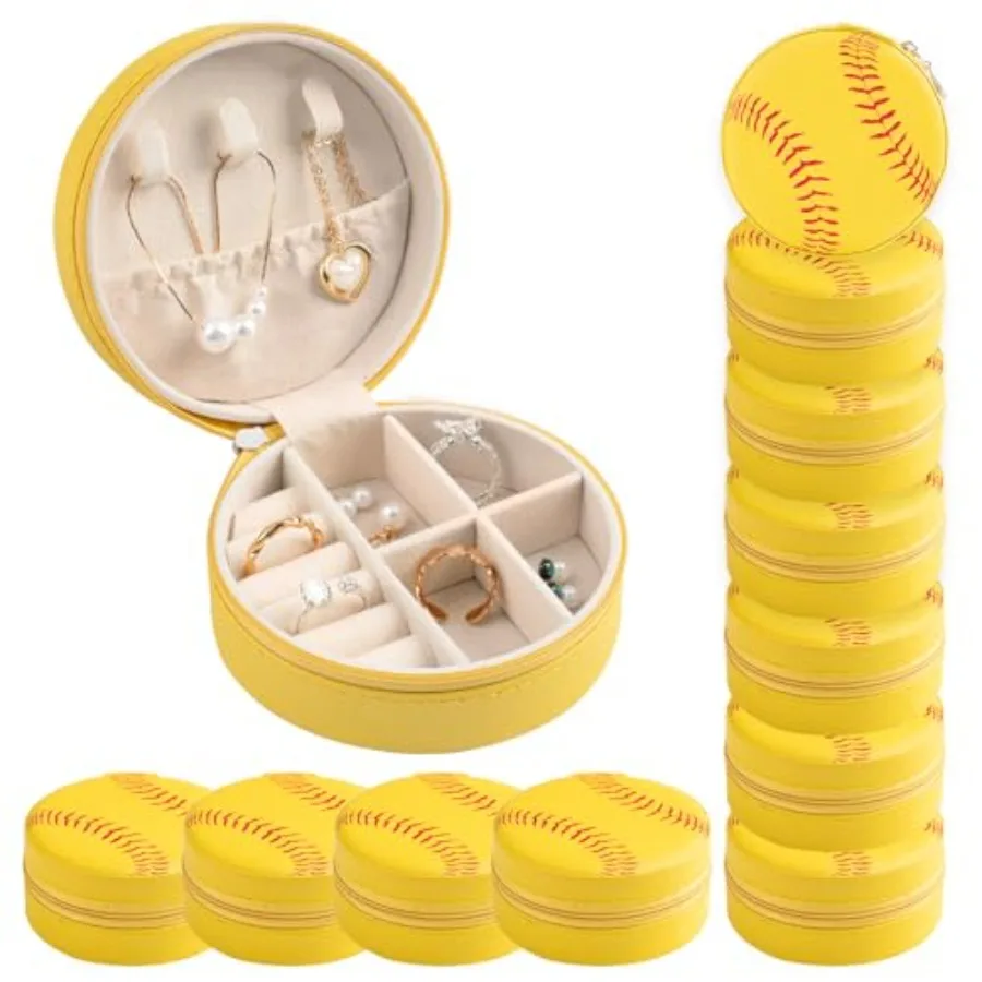 

12 упаковок, мини-футляр для ювелирных изделий для софтбола, круглый футляр для софтбола, портативный органайзер для ювелирных изделий, чехол для хранения рождественского спортивного чая