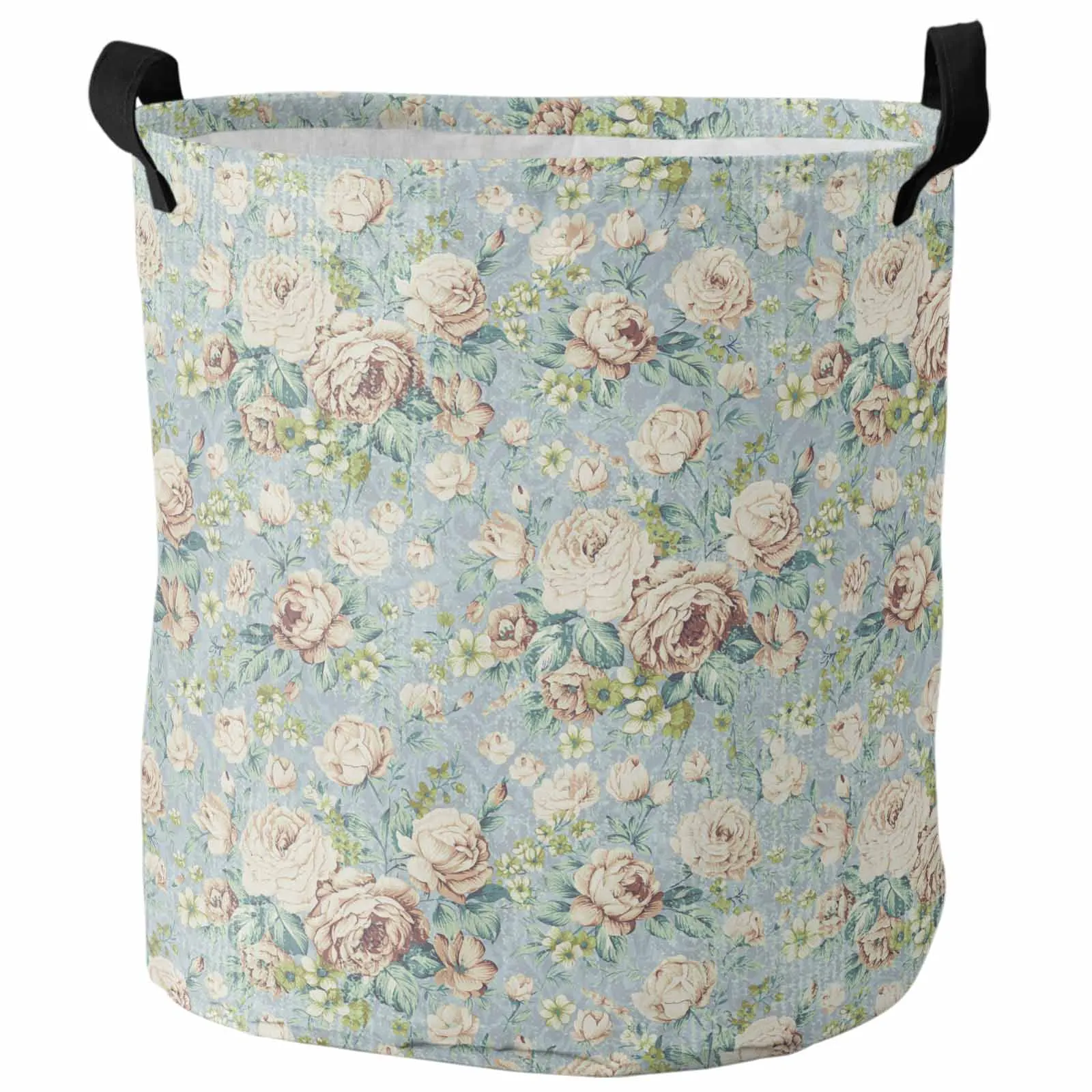 Flower Illustration Camellia Retro Foldable Dirty Laundry Basket Kid's Toy Organizer Waterproof Storage Baskets