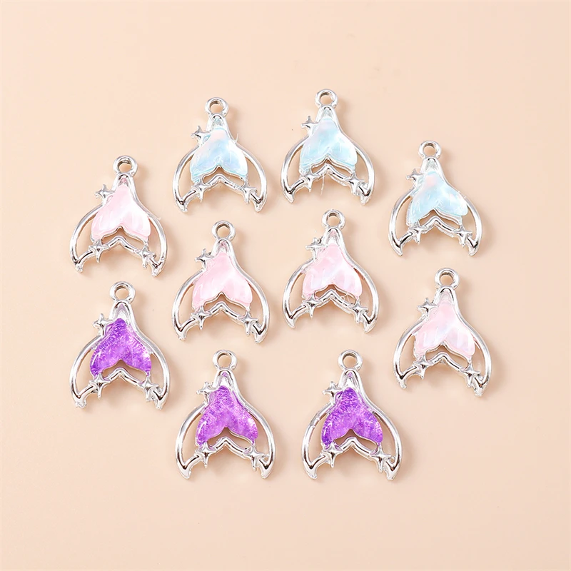 20pcs 16x21mm Cute Crystal Fish Tail Charms Pendants for Jewelry Making Earrings Necklaces Bracelets Accessories DIY Gifts﻿