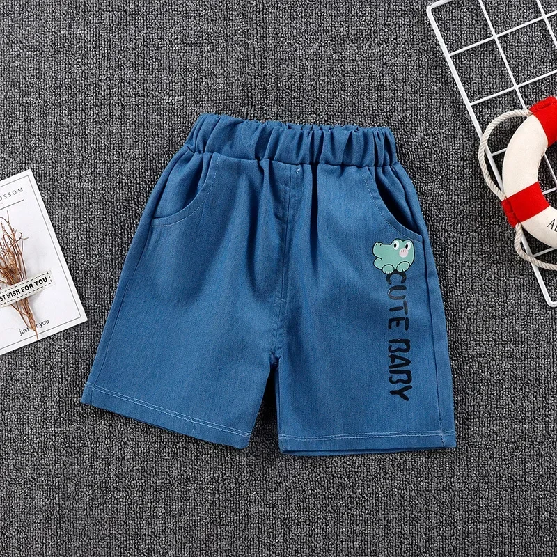 

New 2024 Kids Summer Denim Shorts Baby Boys Fashion Cartoon Print Denim Shorts Children Casual Jeans Short Pants Clothing