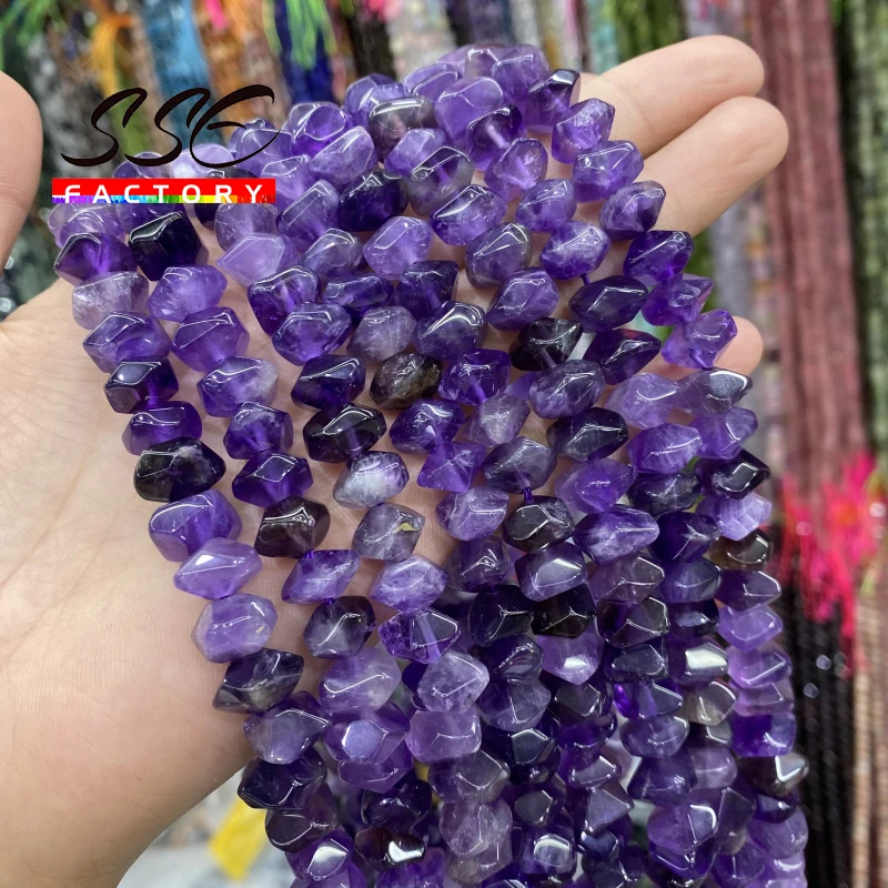 Natural Amethysts Beads Faceted Abacus Crystal Quartz Loose Beads For Jewelry Making Fit DIY Bracelets Necklaces Accessories 15