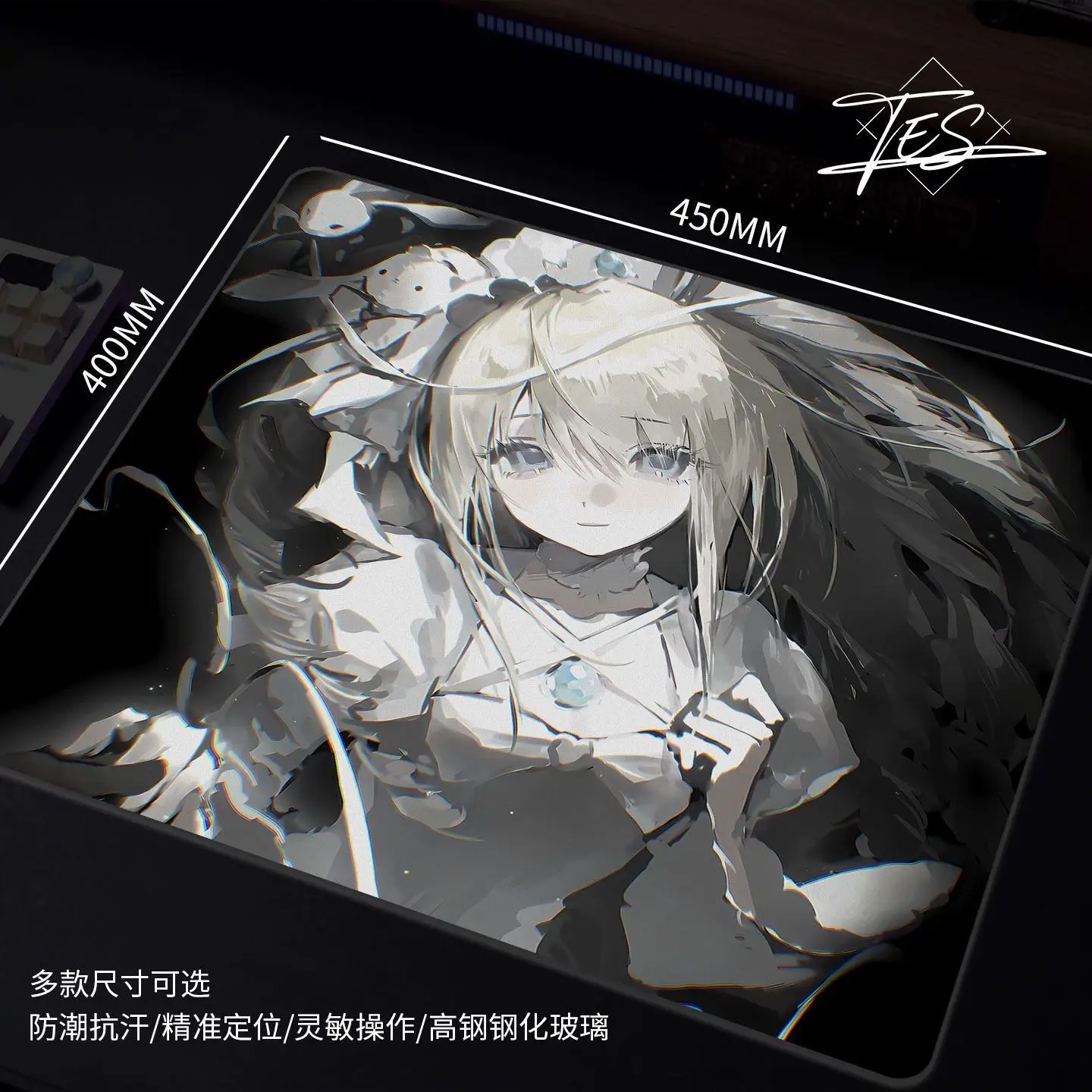 Anime Girl Glass Mouse Pad Gaming Pad Smooth Frosted Surface Waterproof Desk Tempered Multiple 450x400 Large Size Optional