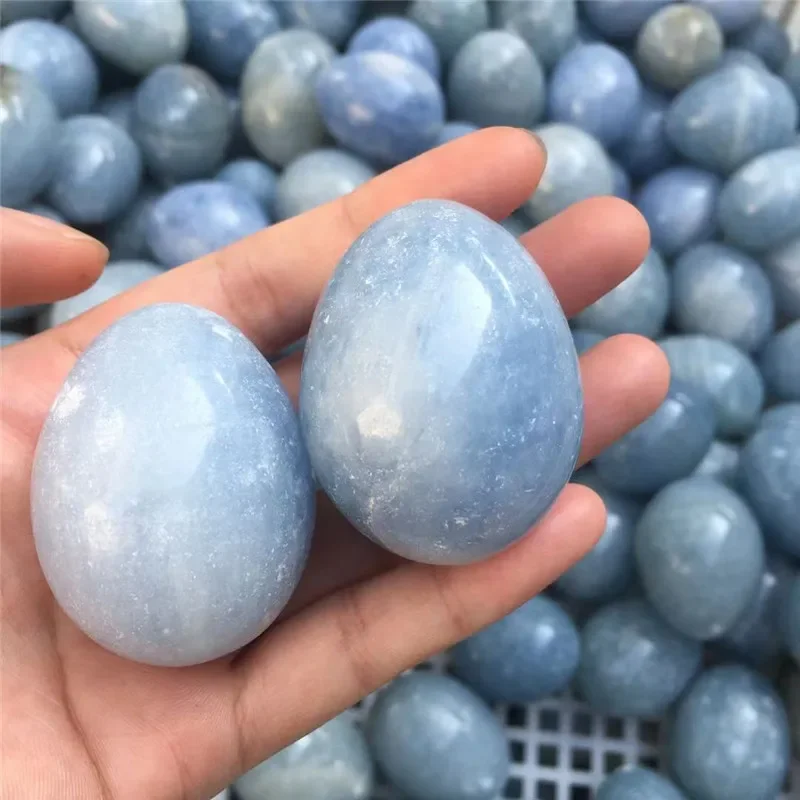Natural Polishing Healing Crystals Quartz Blue Celestite Eggs For Home Decoration