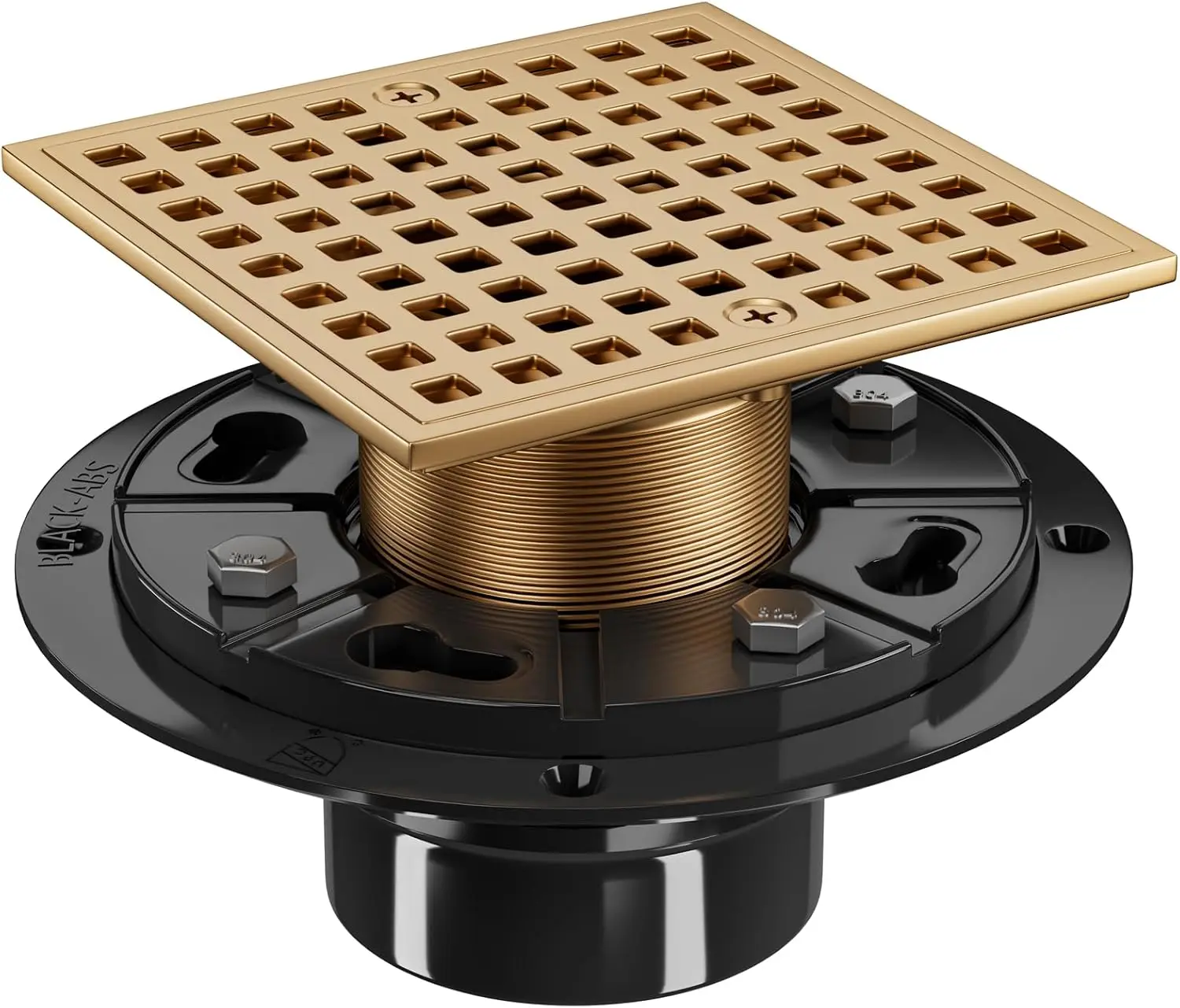 

4-1/4" Square Shower Drain Kit with ABS Flange & Hair Catcher, Fits 2"/3" Pipes, Low Profile Floor Drain