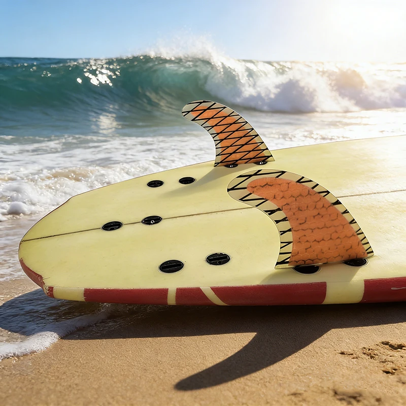 UPSURF Twin Surfboard Fins G5 FCS Base Fiberglass Honeycomb Surf Fins 2Pcs/Set Orange Color Professional Surfing Board Accessori