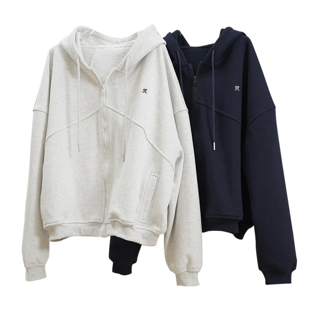 Wiosna Korea Casual sportowy list bluza z kapturem rozpinany sweter luźny płaszcz Top kobiety