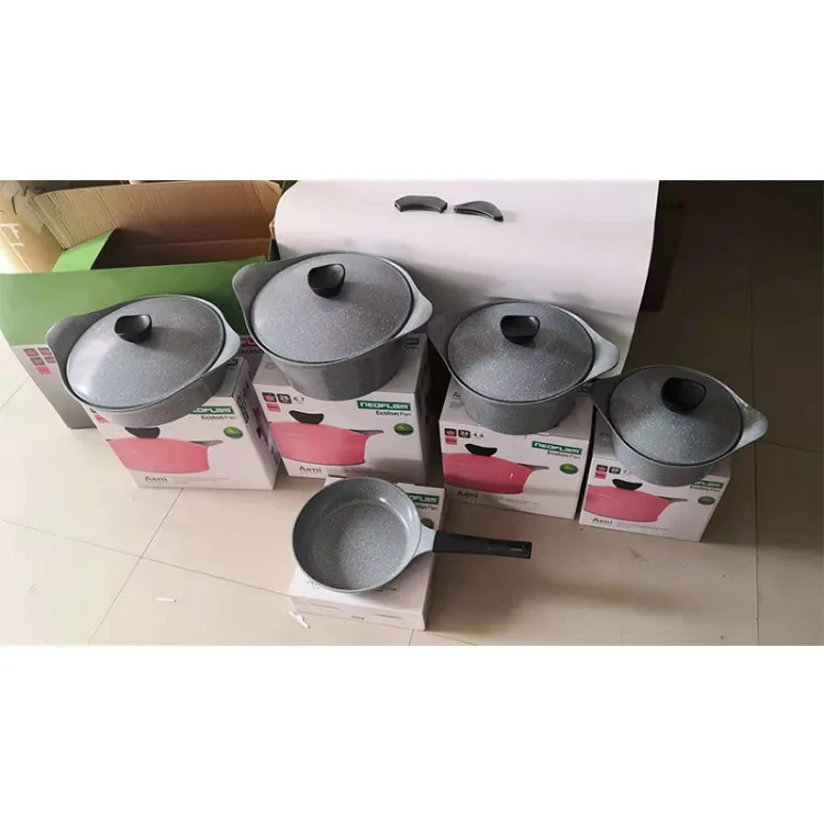 12 Pcs Marble Coating Nonstick Cookware Set carsseroles frypan