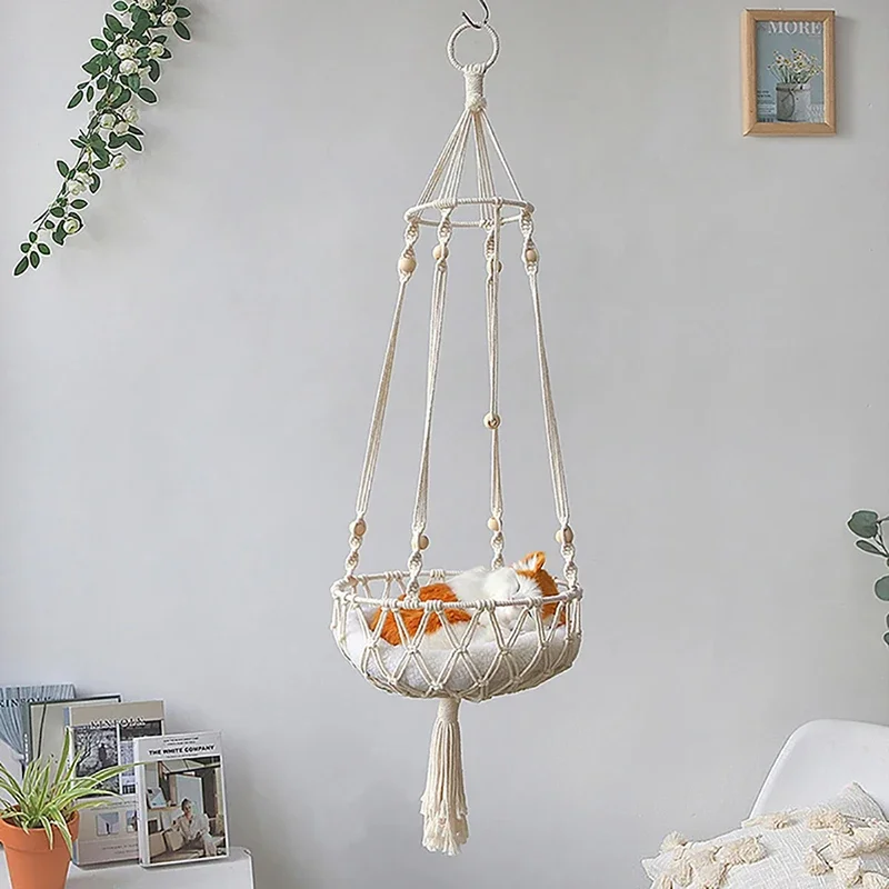 

Pet Cat Hammock Swing Soft Bed Hammocks Bohemian Suspended Handwoven Kitten Nest Indoor Home Decoration Pets Cats Beds Supplies